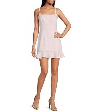 French Connection Whisper Square Neckline Sleeveless Frill Hem Mini Dress - 4 | Dillard's