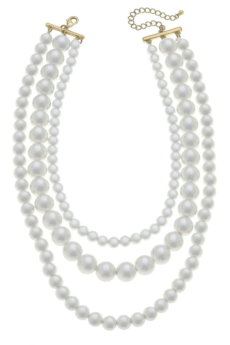 Betty 3-Row Classic Pearl Necklace in Ivory | CANVAS