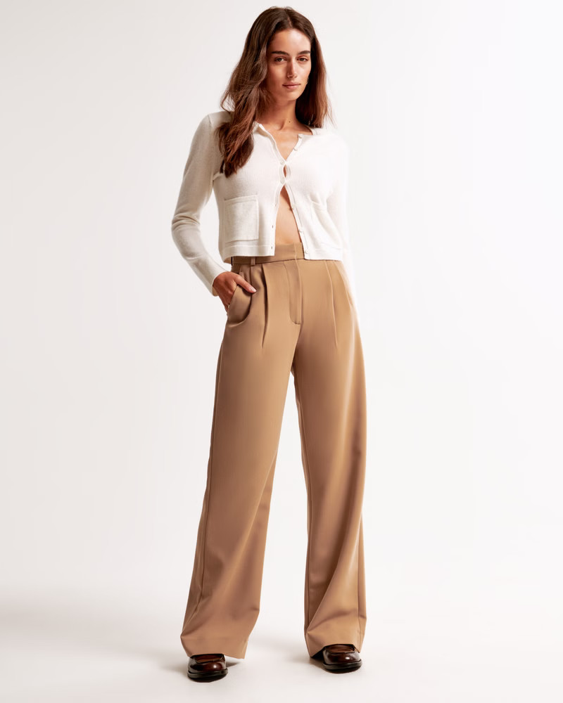Women's A&F Sloane Tailored Wide Leg Pant | Women's Bottoms | Abercrombie.com | Abercrombie & Fitch (US)