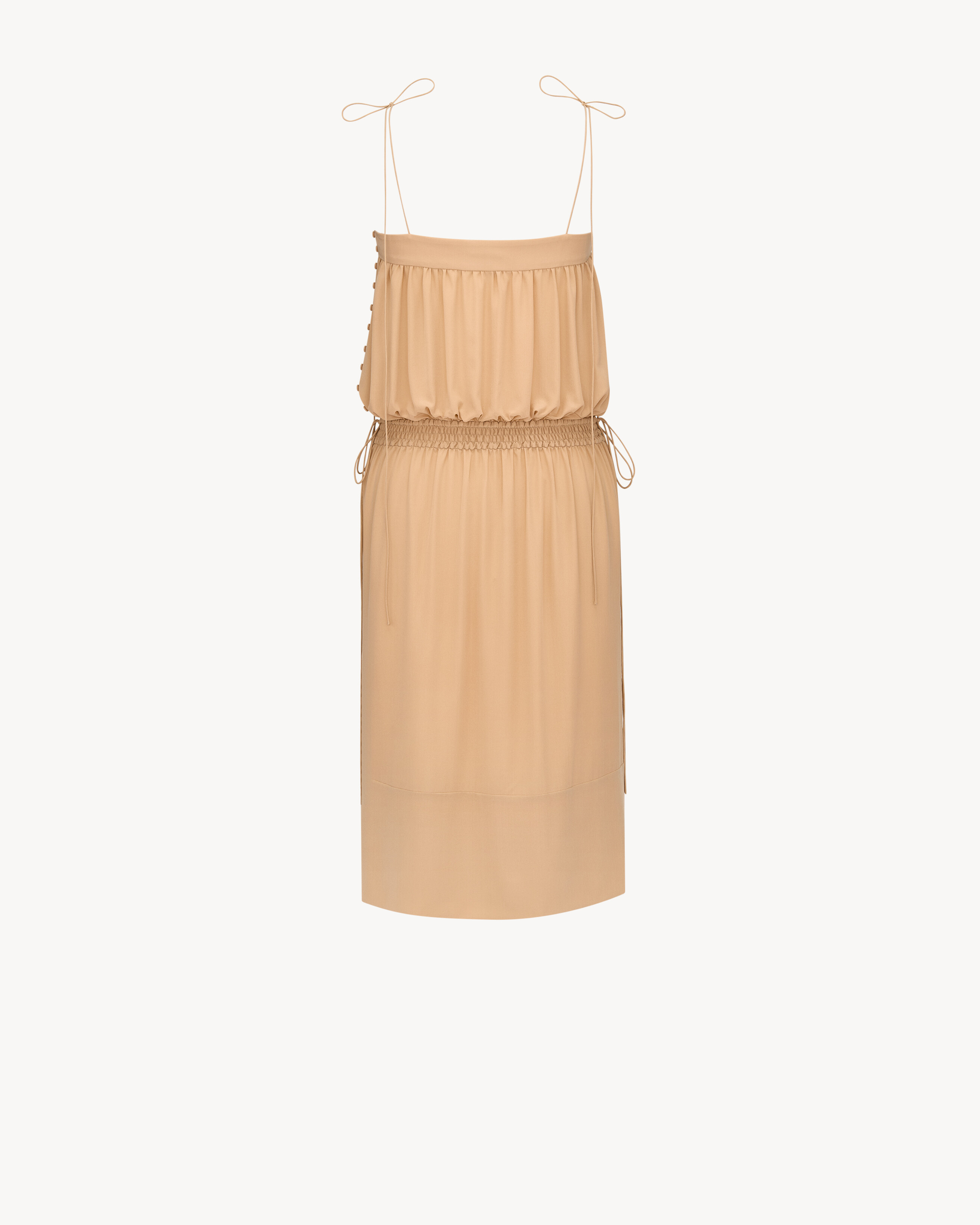 Robe midi ballon en crêpe de Chine de soie | Saint Laurent Inc. (Global)