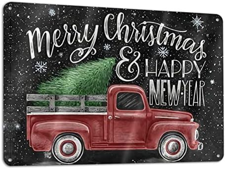 oxghiof Metal Signs Vintage Wall Art Merry Christmas Truck Easy to Mount Tin Signs Decor for Livi... | Amazon (US)