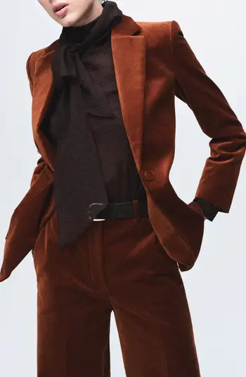 MANGO Velvet Blazer in Burnt Orange at Nordstrom Rack, Size Small | Nordstrom Rack