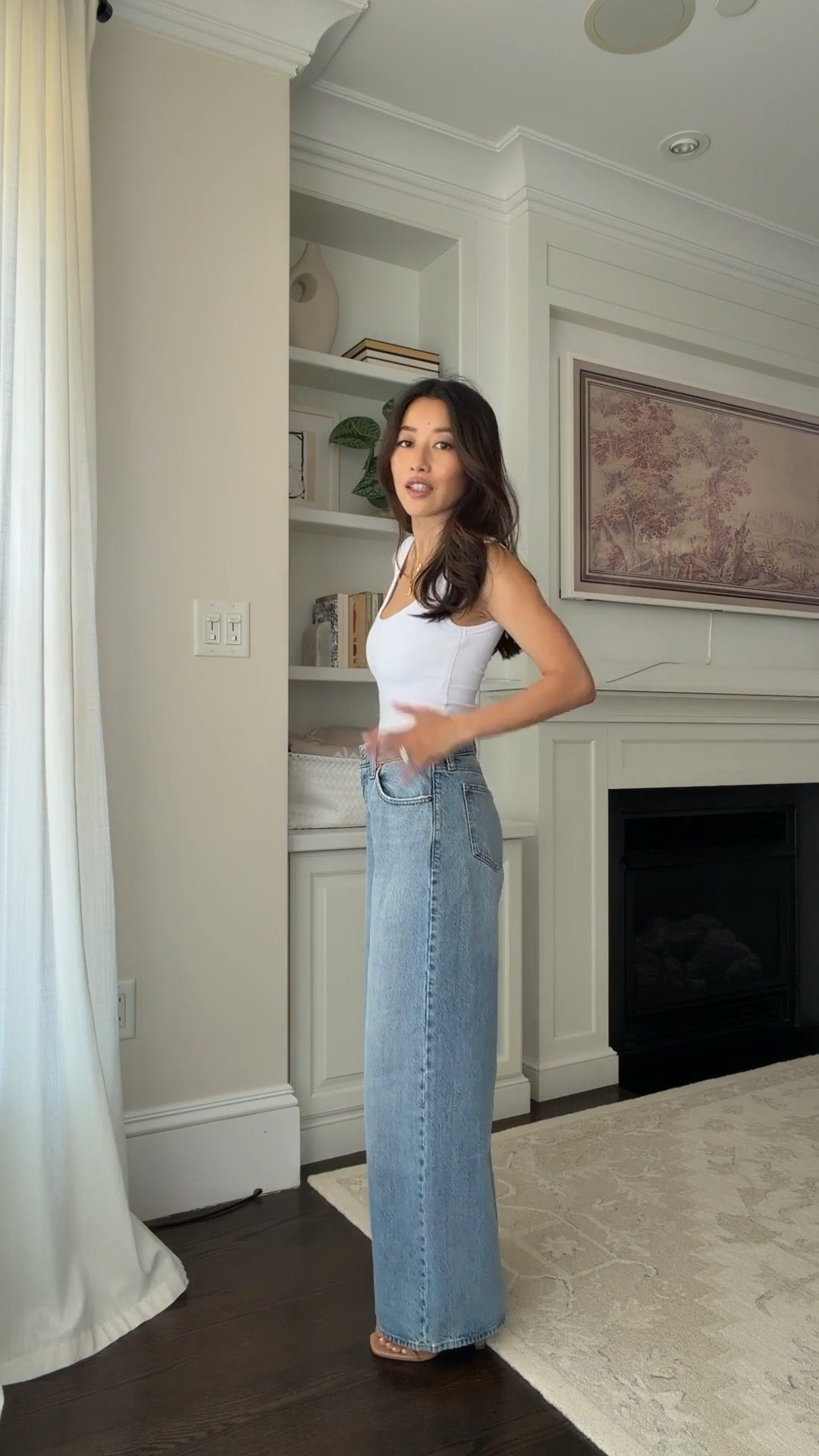 Sale + code LONGWEEKEND for extra 15% off 
• High rise wide leg jeans 24 Short, runs loose in waist. Also linked my other favorite AF jeans -the 90s relaxed in Extra Short. 
• Built in bra tank top XS slightly sheer at bottom half of the white color
• Loeffler Randall kitten heels 5.5 

Petite friendly jeans, easy summer outfit, summer capsule wardrobe

#LTKPetite #LTKSeasonal #LTKootd