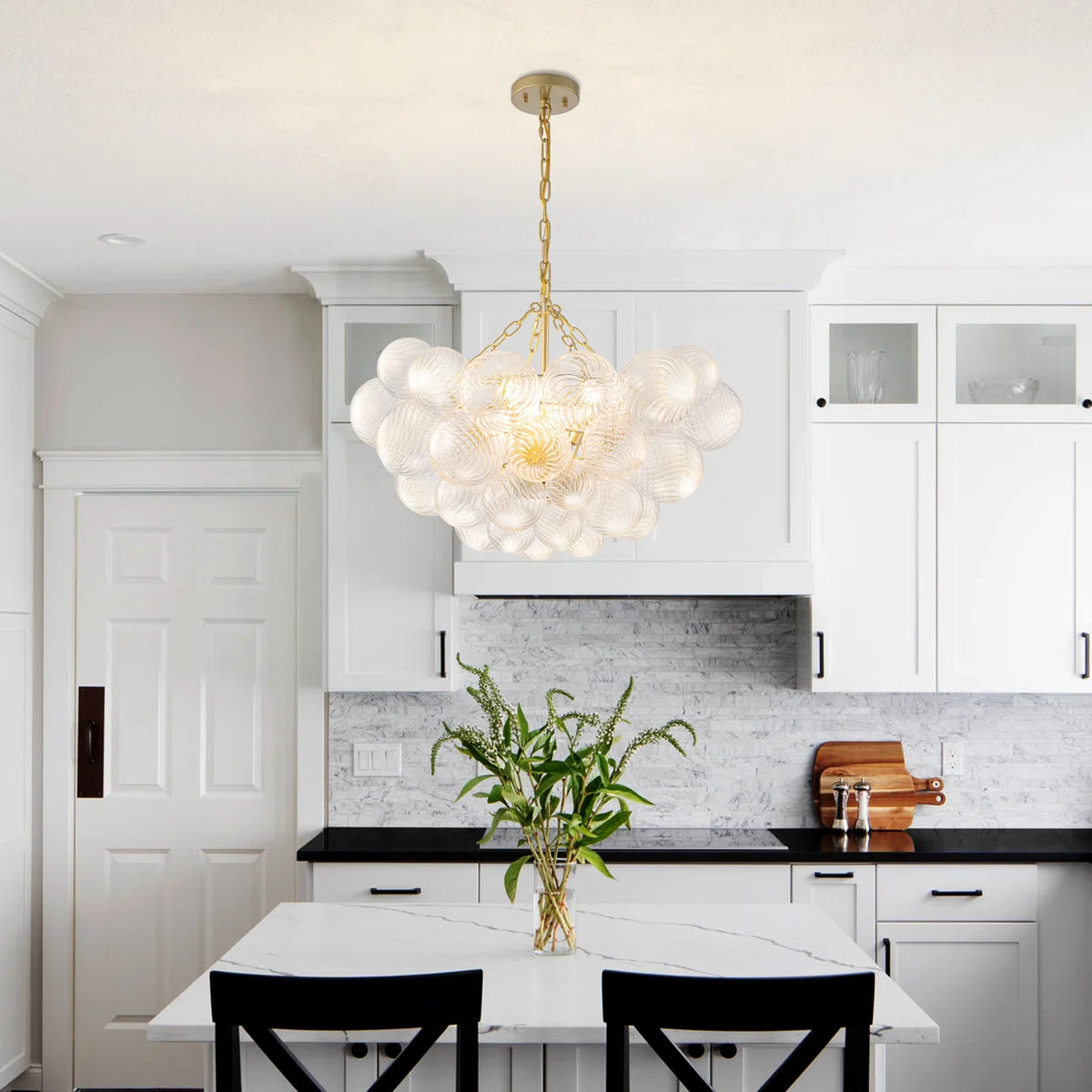 Gold Chandeliers With Ribbed Globe Glass | Wayfair North America