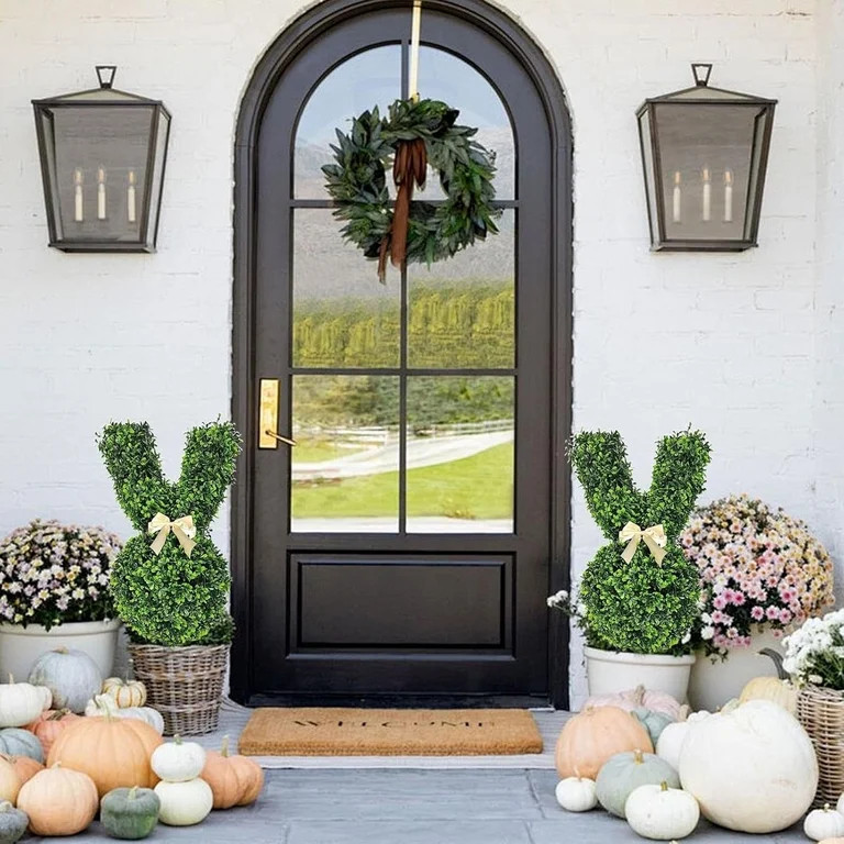 LEWEEN Bunny Shaped Topiary Tree - Green Artificial Bunny Topiary Tree Pot | rabbiit Boxwood Topi... | Walmart (US)