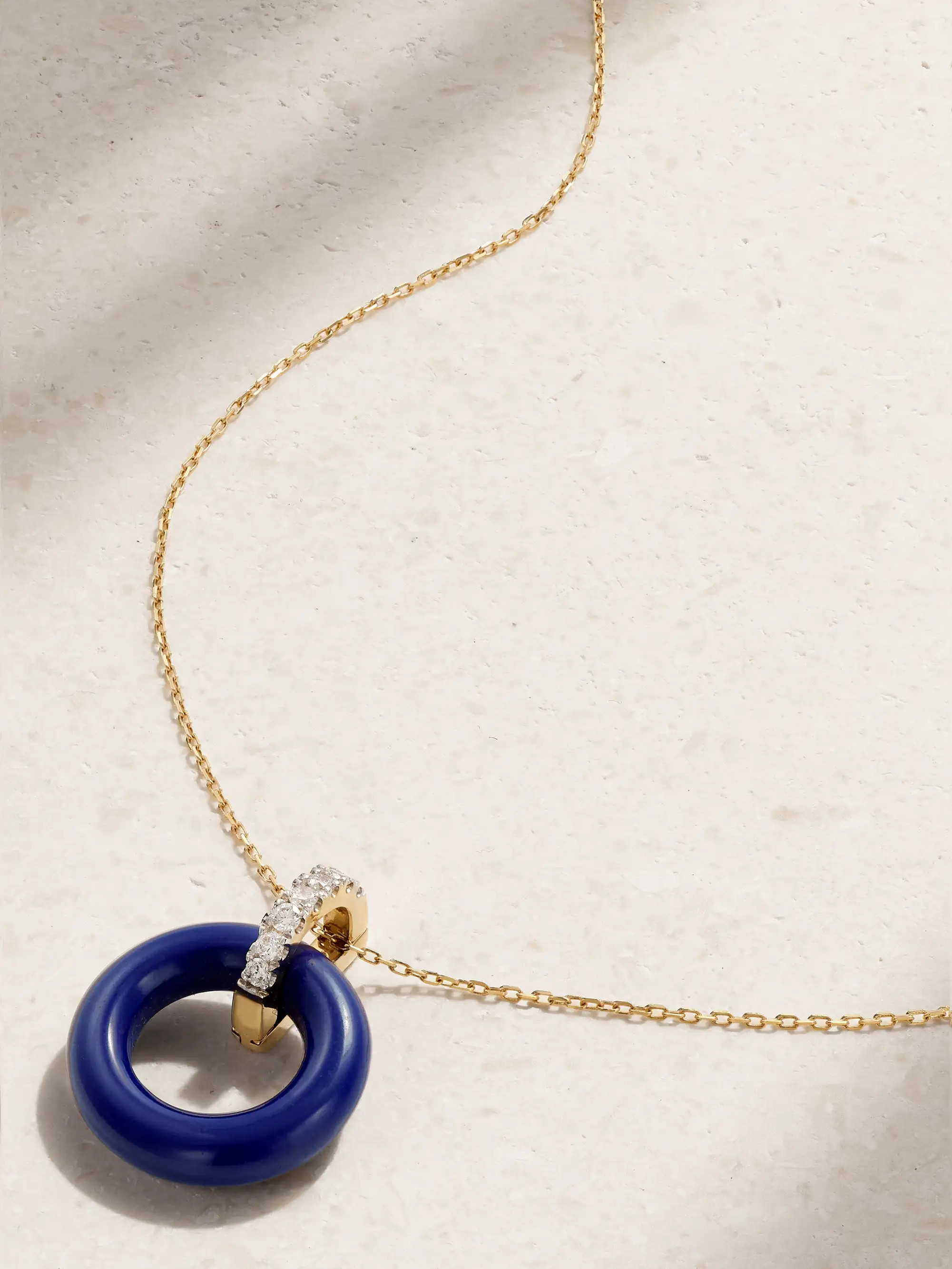 Donut 14-karat gold, lapis lazuli and diamond necklace | NET-A-PORTER (US)