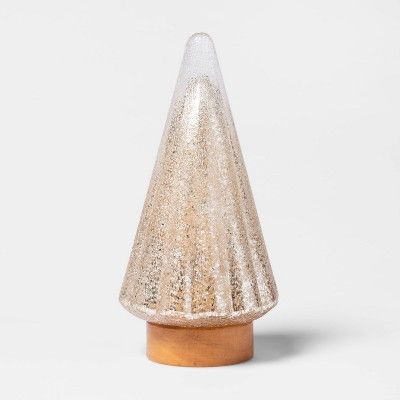 Sparkle Glass Christmas Tree with Wood Base Gold - Threshold™ | Target