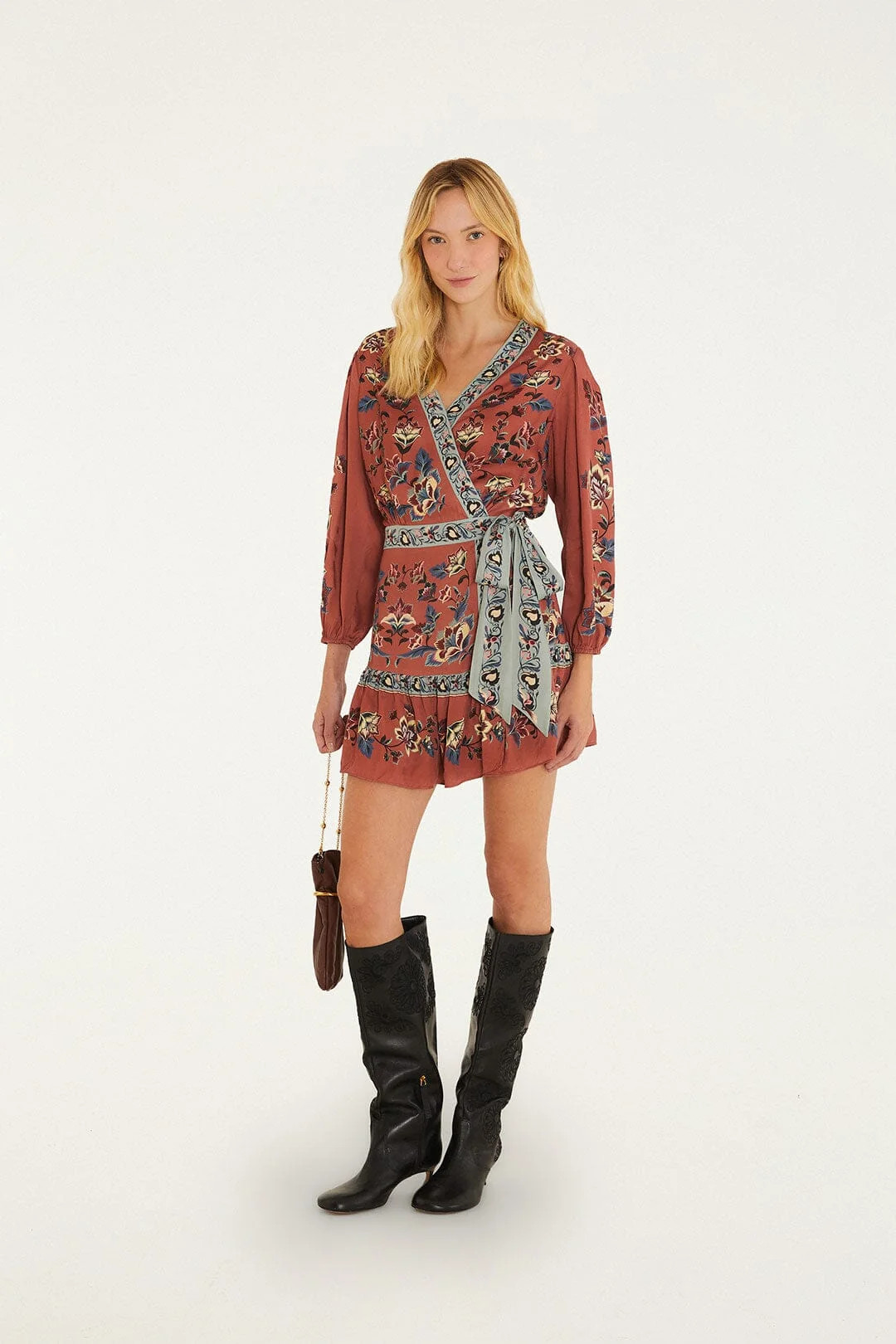 Floral Beauty Tapestry Wrap Mini Dress | FARM Rio | FarmRio (US)