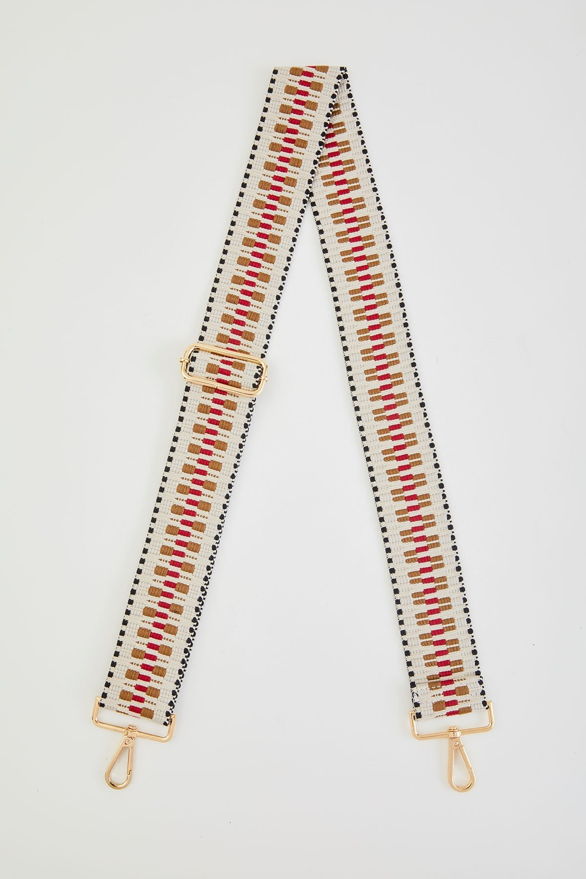 Olive/Cranberry/Black/Tan Embroidered Bag Strap | Social Threads