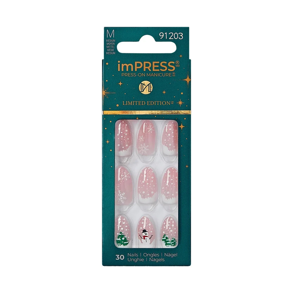 imPRESS Holiday Press-On Nails, Love at Frost Sight, Neutral, Medium, Almond Shape, 30 Ct. | Walmart (US)