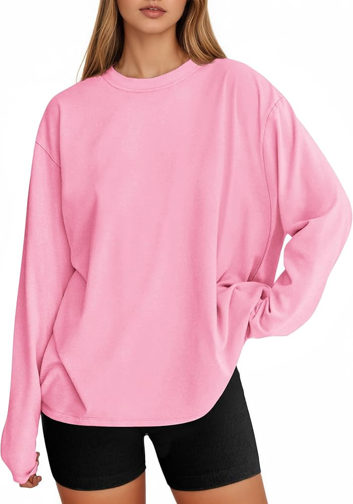 Tankaneo Womens Long Sleeve Oversized T Shirts Basic Crewneck Workout Tee Tops 2026 Fall Loose Fi... | Amazon (US)