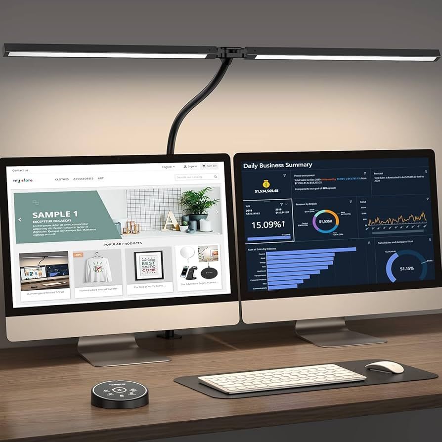 Led Desk Lamp for Office Home - Eye Caring Architect lamp with Clamp,Dual Screen Computer Monitor... | Amazon (US)