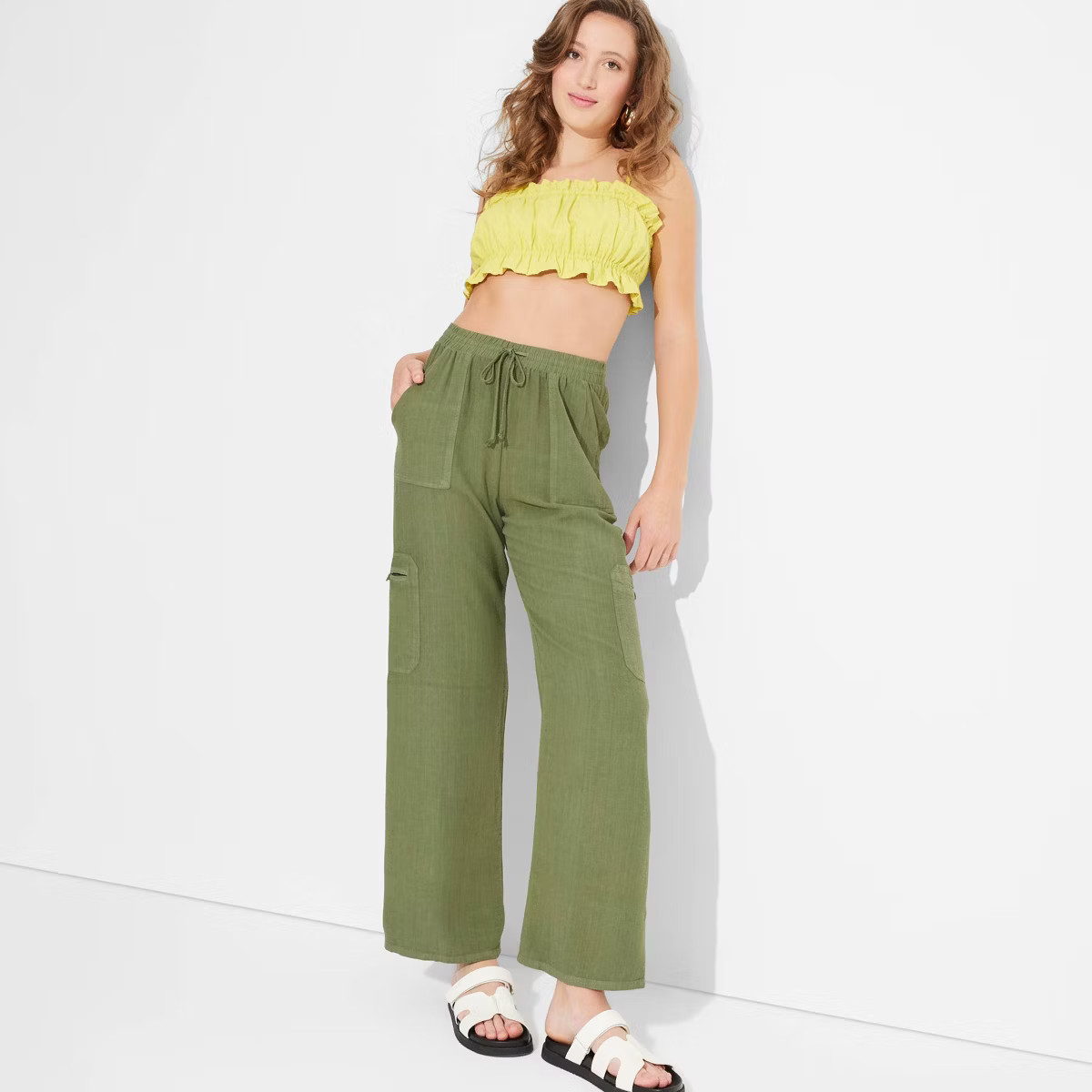 Women's Mid-Rise Wide Leg Vacation Cargo Pants - Wild Fable™ | Target