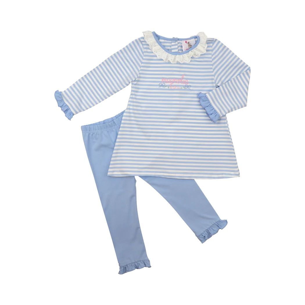 Blue Knit Stripe Legging Set | Eliza James Kids