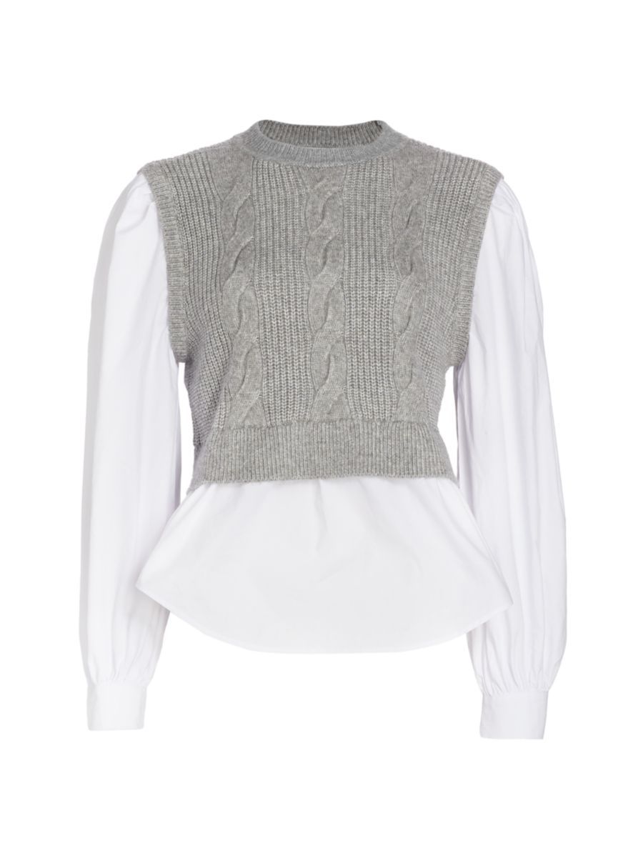 Design History Poplin Combo Sweater Vest | Saks Fifth Avenue