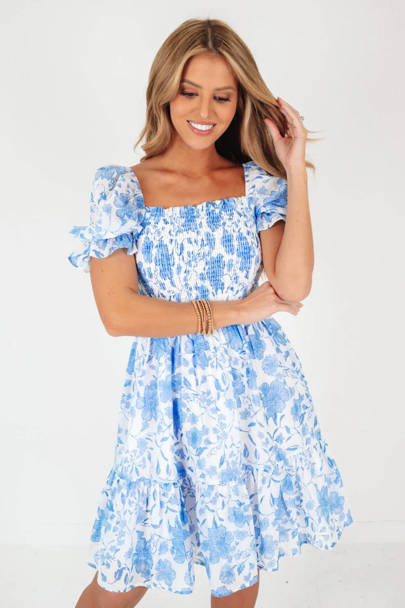 The Chloe Louise Square Ruched Dress - White | The Impeccable Pig