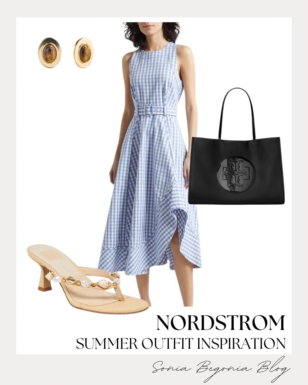 An absolute dream of a summer uniform from Nordstrom! I styled this classic blue and white gingham midi dress with its chic belted waist, giving you an effortlessly timeless and elegant look for the warm weather. ☀️

I rounded out the outfit with shell-embellished kitten heel sandals, vintage-style gold earrings, and a structured black Tory Burch tote. 🤍

#nordstrom #summerfashion #ginghamdress #toryburch #LTKunder100 #classicstyle #summeroutfit #mididress #fashioninspo

#LTKootd #LTKSeasonal