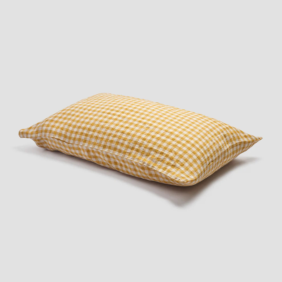 Honey Gingham Linen Pillowcases (Pair) | Piglet