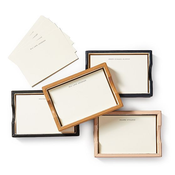 Letterpress Memo Cards in Leather Holder | Mark and Graham