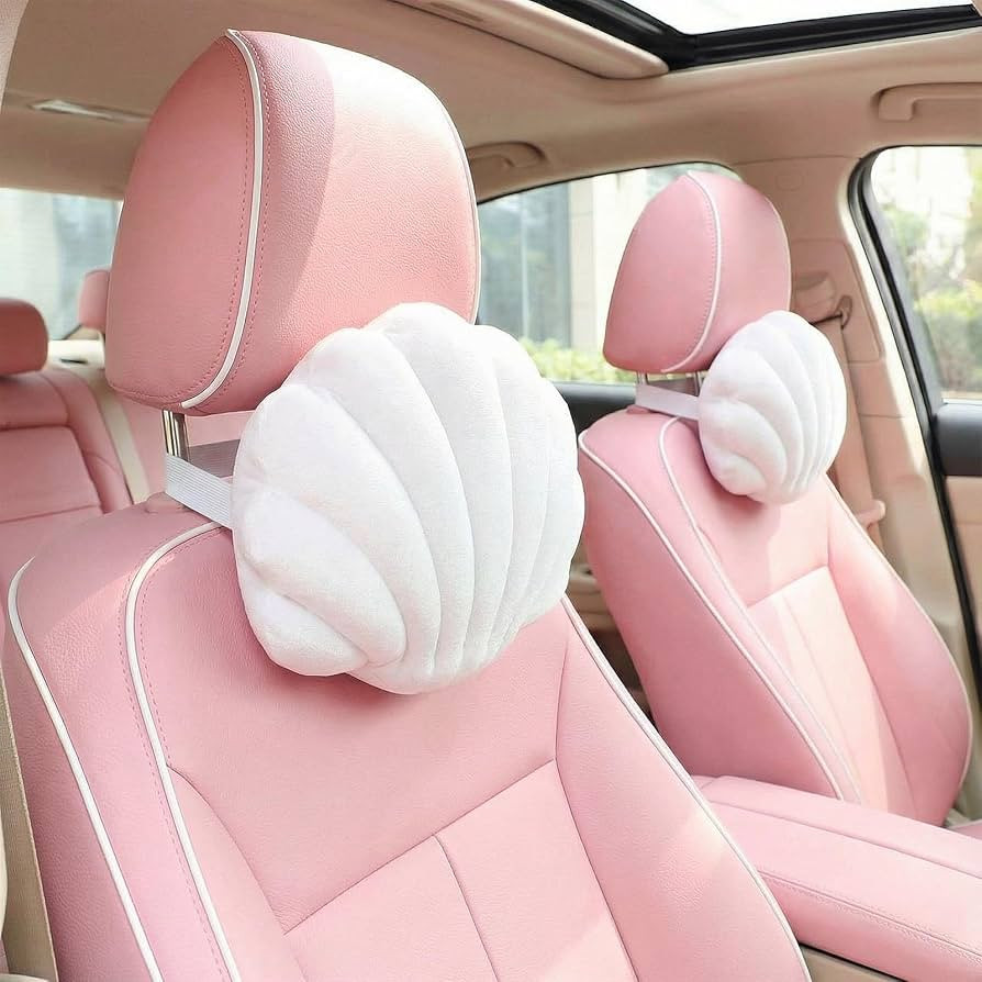 Geelin 2 Pcs Cute Seashell Car Headrest Pillow Kawaii Lumbar Support Pillow for Drive Travel Plus... | Amazon (US)