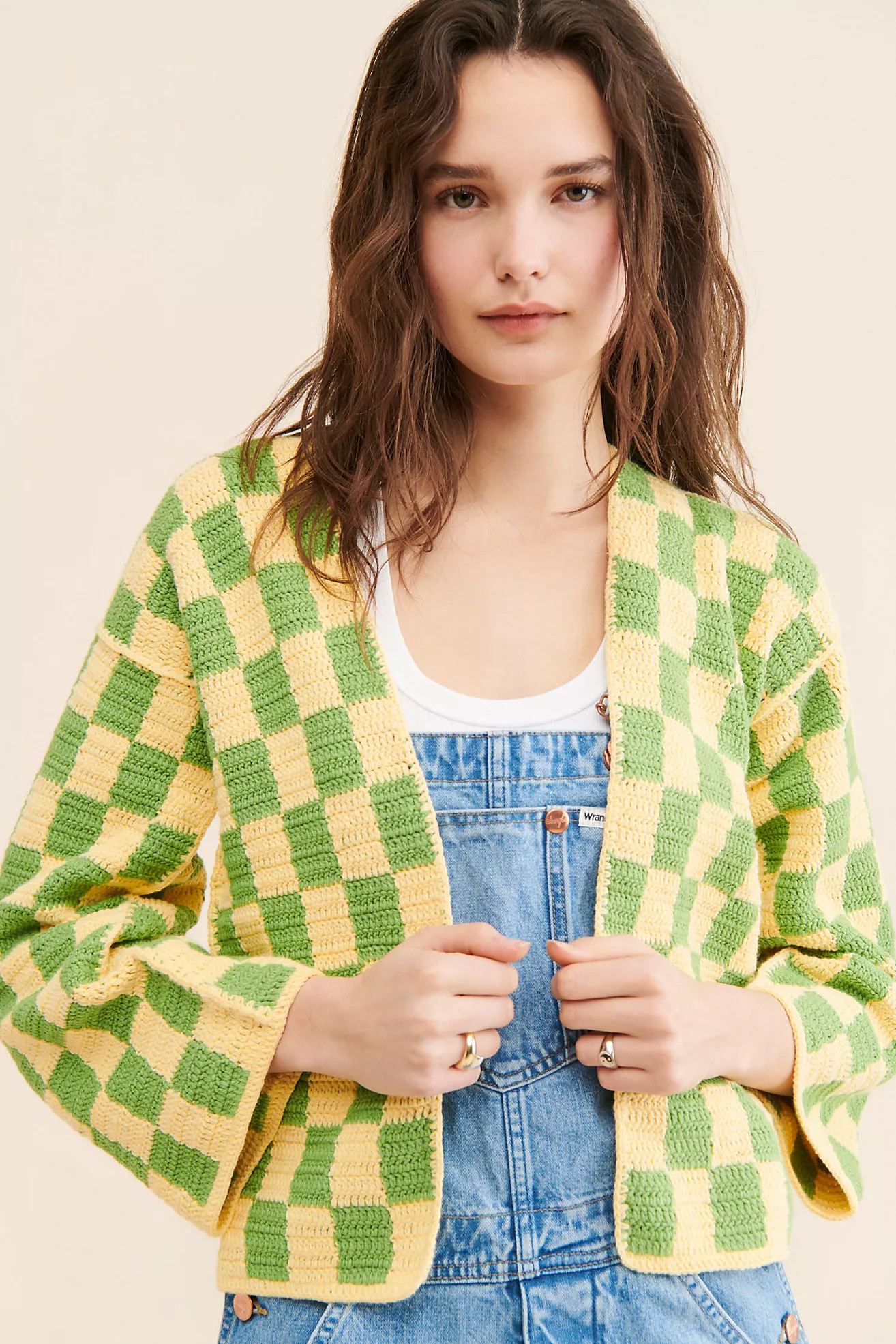 Society Mano Checkered Knit Slouchy Cardigan | Anthropologie (US)