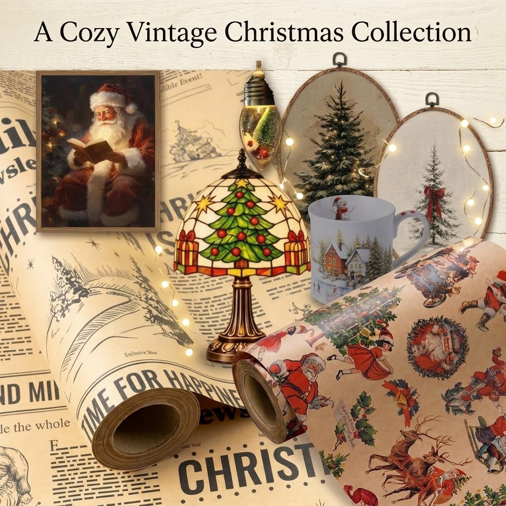 ✨ Cozy Vintage Christmas Collection ✨
Bringing all the nostalgic, warm holiday feelings into the home this season! 🎄❤️ I am completely in love with this vintage aesthetic—it feels like stepping into a classic Christmas storybook.

Featured Holiday Details:
• Vintage Santa Art Print: A beautiful, heartwarming print of Santa reading by candlelight.
• Stained-Glass Christmas Tree Lamp: Casts the most beautiful, warm festive glow.
• Embroidered Tree Wall Hangings: Gorgeous, detailed linen hoops that add perfect texture to a gallery wall.
• Winter Village Mug: The ultimate mug for hot cocoa on a snowy morning.
• Nostalgic Wrapping Paper Rolls: Newspaper print and classic vintage holiday illustrations to elevate your gifting game.

#LTKhome #LTKholiday #ChristmasDecor #VintageChristmas #CozyHome #HolidayInspiration #ChristmasWrapping 

 #LTKSeasonal #LTKHome