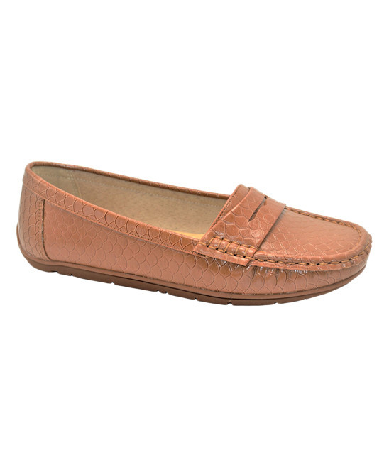 Golden Road Women's Loafers TAN - Tan Snake-Embossed Penny Loafer - Women | Zulily