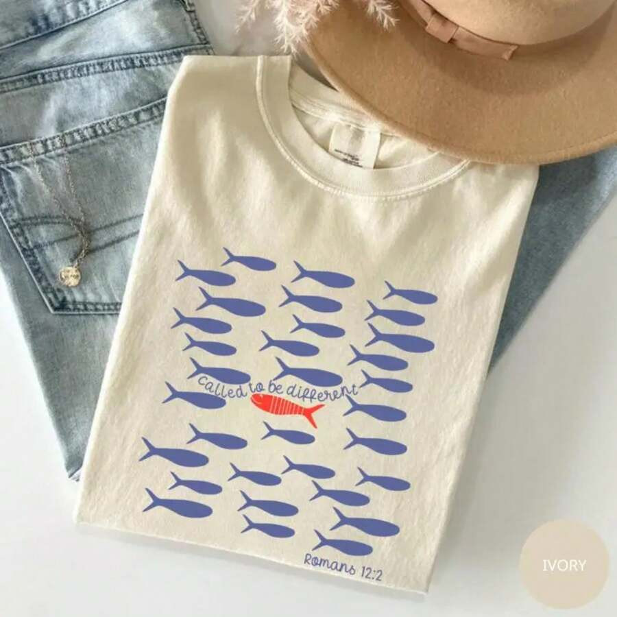 Local100% Cotton Called To Be Different Fish Shirt –  Motivational Tee, Cute Graphic T-Shirt Fo... | SHEIN
