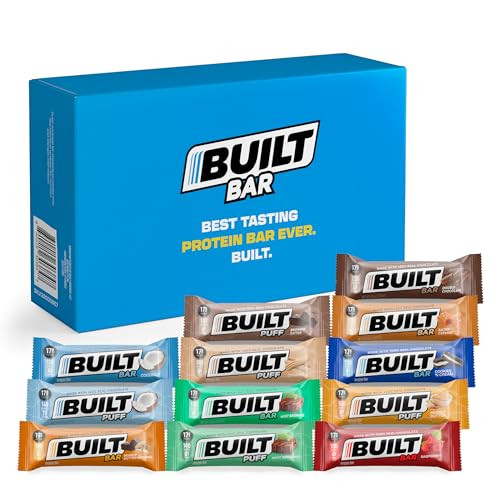 BUILT Protein Bars, Variety Pack, 12 Bars, Gluten Free, Protein Snacks, 17g High Protein, Chocolate Protein Bar - Great On The Go snack & Breakfast Bar (12 Flavor Mixed Sampler Box: 6 Bars & 6 Puffs) | Amazon (US)