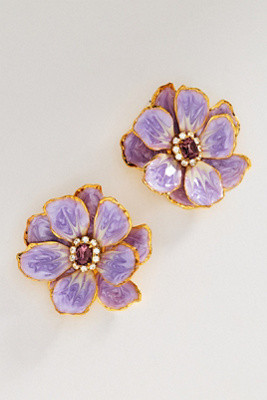 The Pink Reef Hand-Painted Birth Flower Stud Earrings | Anthropologie (US)