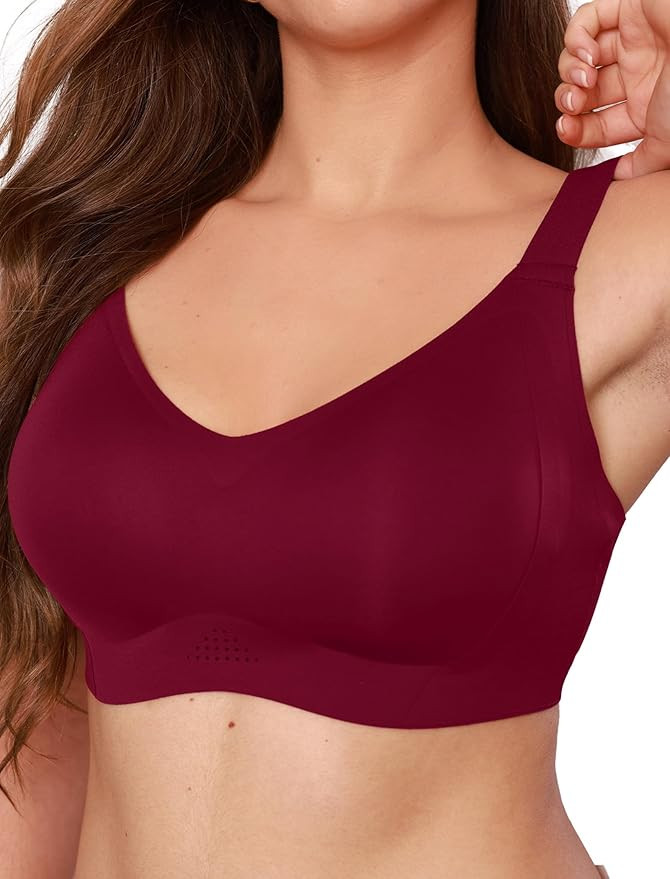 Seamless Bra for Busty Women No Underwire Wireless Plunge Bralette Full-Coverage T-Shirt Bra Plus... | Amazon (US)