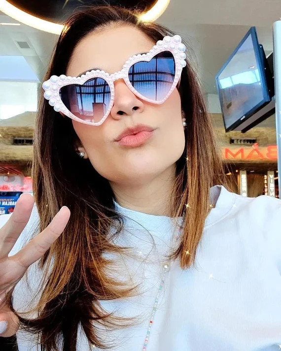 Heart Shaped Pearl Sunglasses - Etsy | Etsy (US)