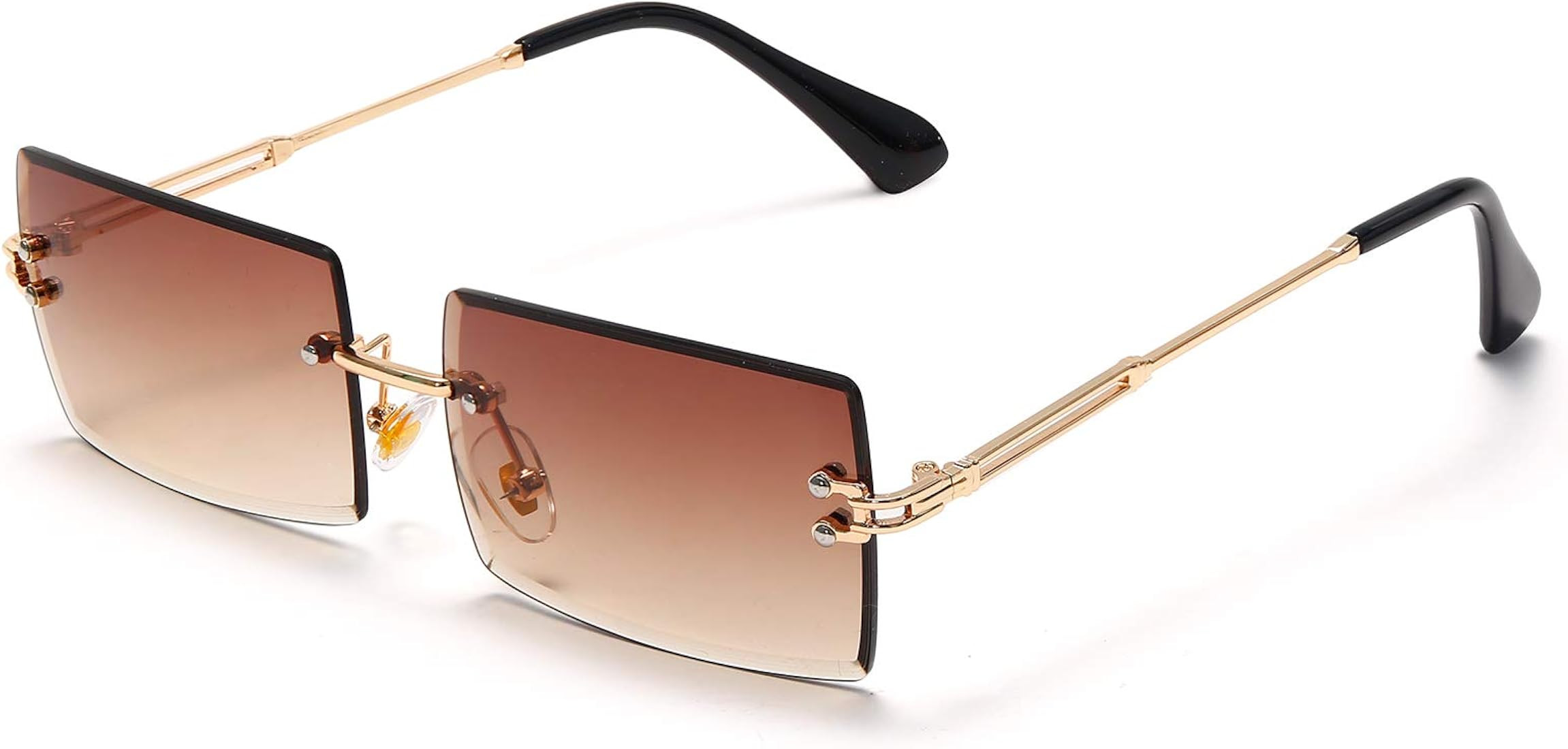 Square Sunglasses For Women Men Rimless Trendy Rectangle Sunglasses Uv Protection Retro Vintage W... | Amazon (US)