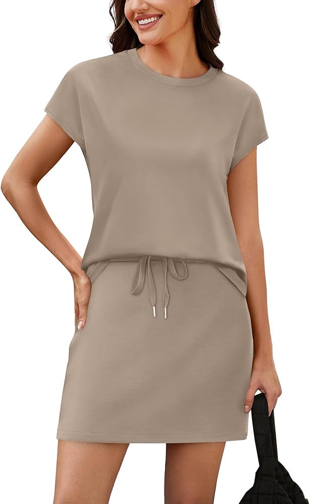 Sampeel Two Piece Skirt Sets for Women Summer Resort Wear Outfits Crew Neck Cap Sleeve Tops Tenni... | Amazon (US)