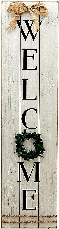 Parisloft Vertical Wooden Welcome Sign Plaque with Wreath Wall Hanging Decor|Large Farmhouse Deco... | Amazon (US)