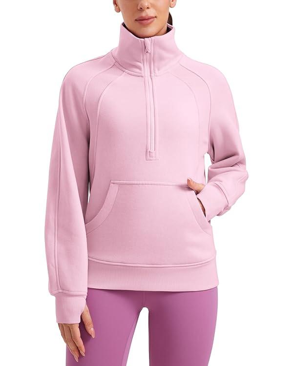 CRZ YOGA Womens Fleece Lined Sweatshirts Half Zip Funnel Neck Pullover Long Sleeve Hip Oversized ... | Amazon (US)