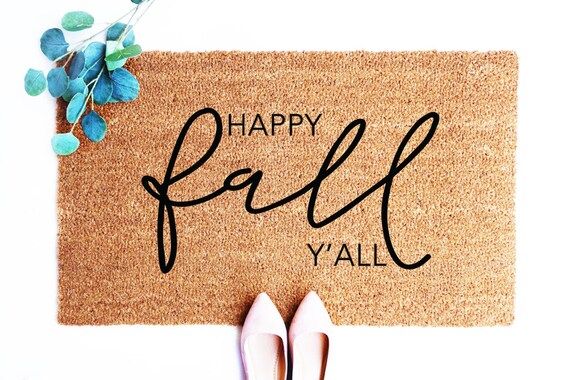 Fall Doormat Happy Fall Yall Fall Decor Hello Welcome Mat | Etsy | Etsy (US)