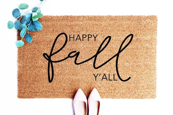 Fall Doormat, Happy Fall Yall, Fall Decor, Hello Welcome Mat, Custom Doormat, Outdoor Doormat, Ho... | Etsy (US)