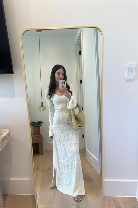OOTD!🤍 loving this white crochet maxi dress for summer! It’s so chic and can easily be dressed up or down! 

#LTKStyleTip #LTKShoeCrush #LTKItBag