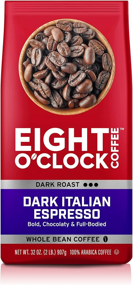 Eight O'Clock Coffee Dark Italian Espresso, 32 Ounce (Pack of 1) Dark Roast Whole Bean 100 % Arab... | Amazon (US)