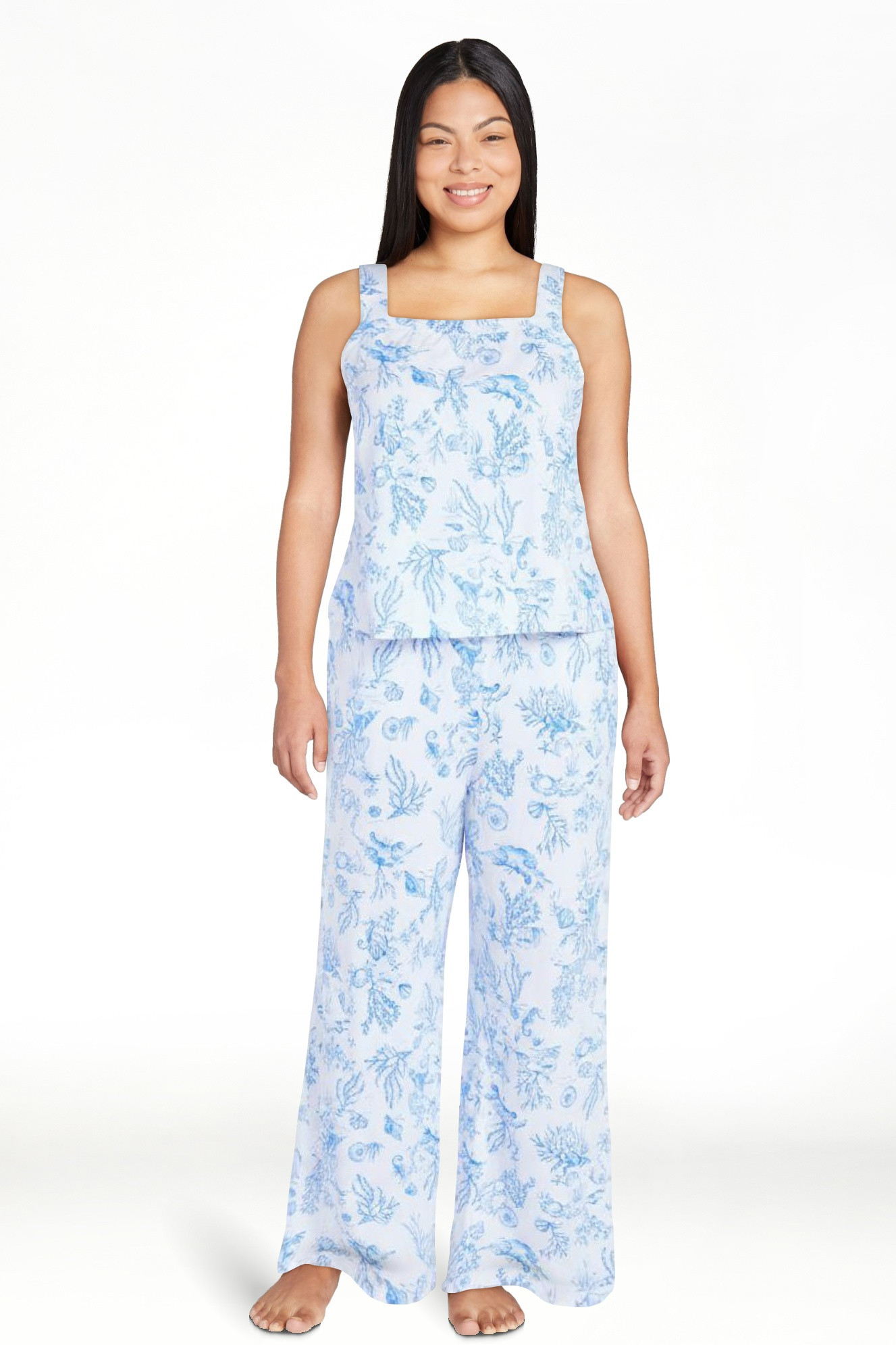 Joyspun Women's Wide Strap Cotton Tank Top and Pants Pajama Set, 2-Piece, Sizes XS-3X | Walmart (US)