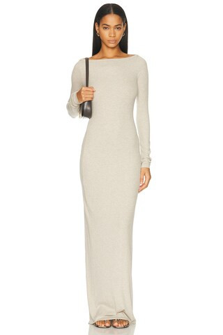 Eterne Long Sleeve Boatneck Maxi Dress in Neutral | FWRD 