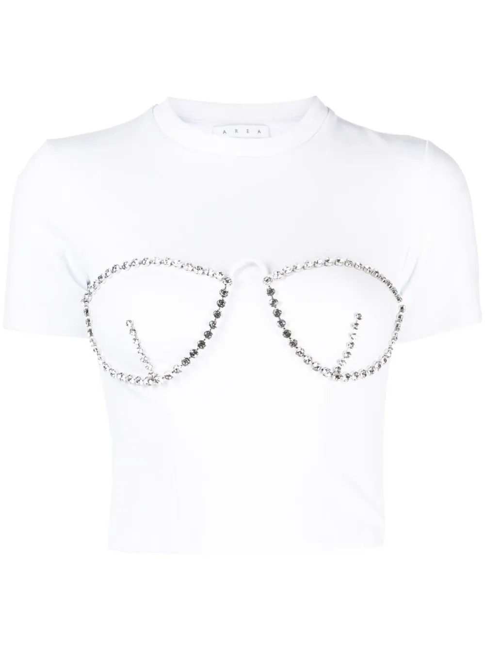 AREA crystal-embellished Cropped T-shirt | White | FARFETCH | Farfetch Global