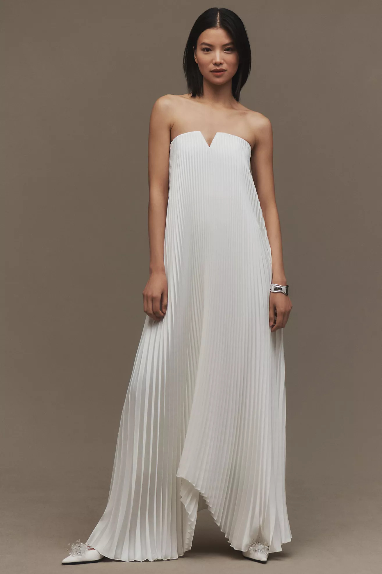 L'IDÉE Black Tie Strapless Pleated Maxi Gown | Anthropologie (US)