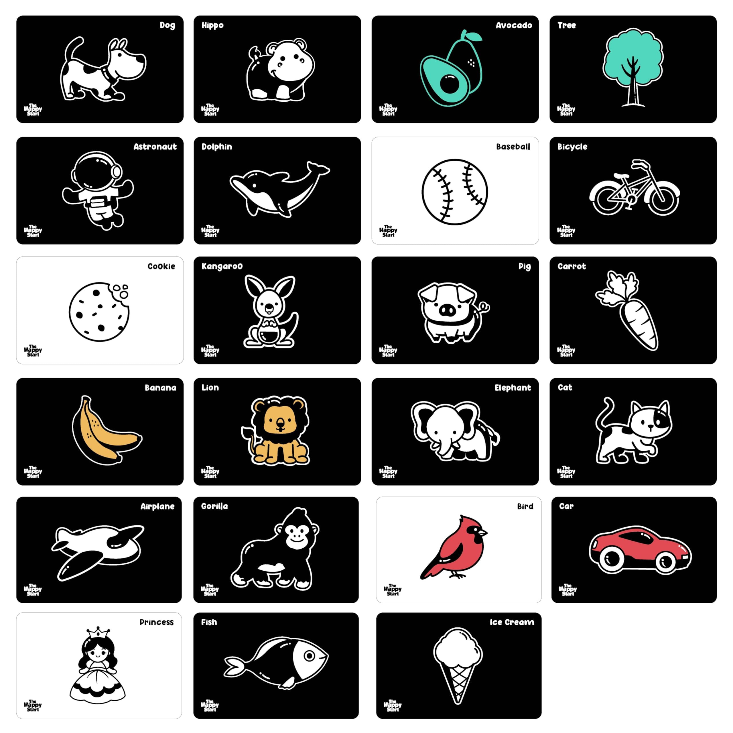 Happy Start High Contrast Cards for Newborn - Black and White, Water Resistant Baby Cards for Tum... | Amazon (US)