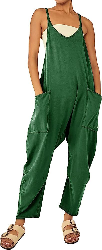 UANEO Jumpsuits for Women Casual Summer Sleeveless Loose Overalls Baggy Harem Jumpers Onesies | Amazon (US)