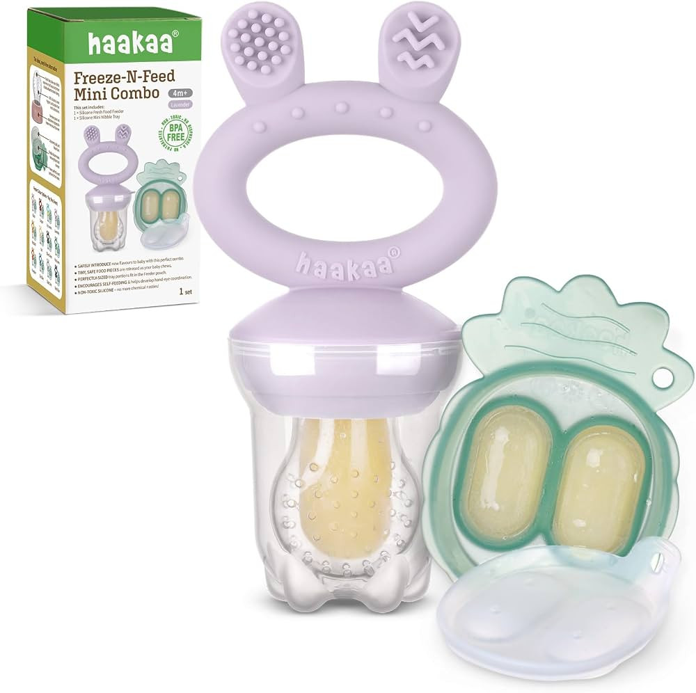 Haakaa Baby Fruit Food Feeder & Mini Freezer Nibble Tray Combo, Breastmilk Popsicle Molds for Bab... | Amazon (US)