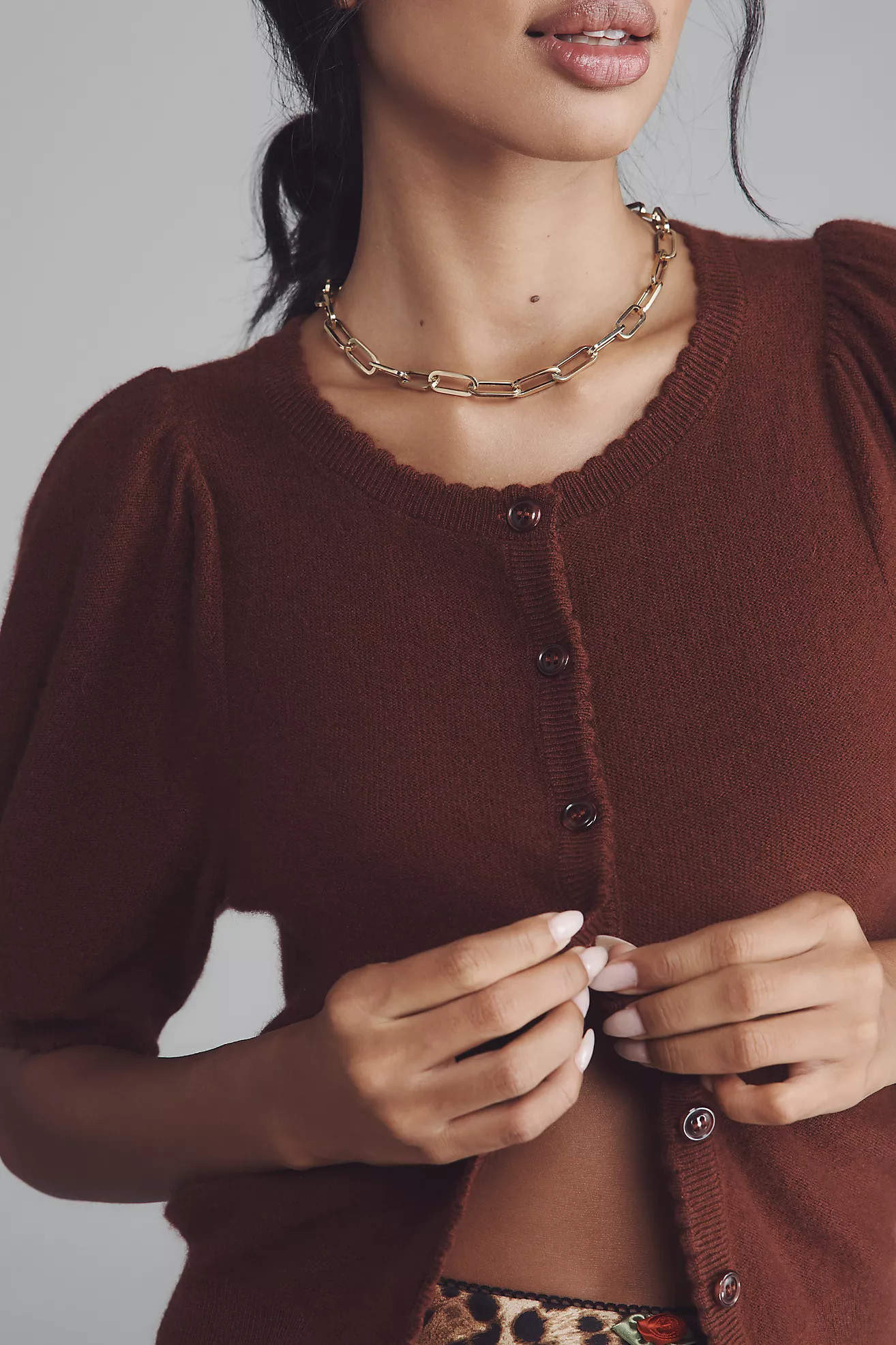 Maeve Puff-Sleeve Cashmere Cardigan Sweater | Anthropologie (US)