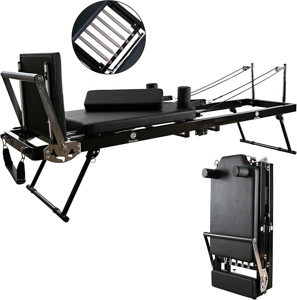 Pilates Reformer, Foldable Pilates Machine Equipent for Home, Including Reformer Mat Towel | Amazon (US)