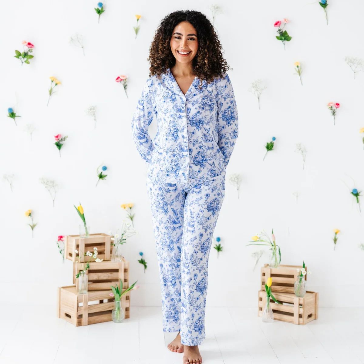 Hoppy You're Hare Women's Collar Shirt & Pants Set | Bums & Roses